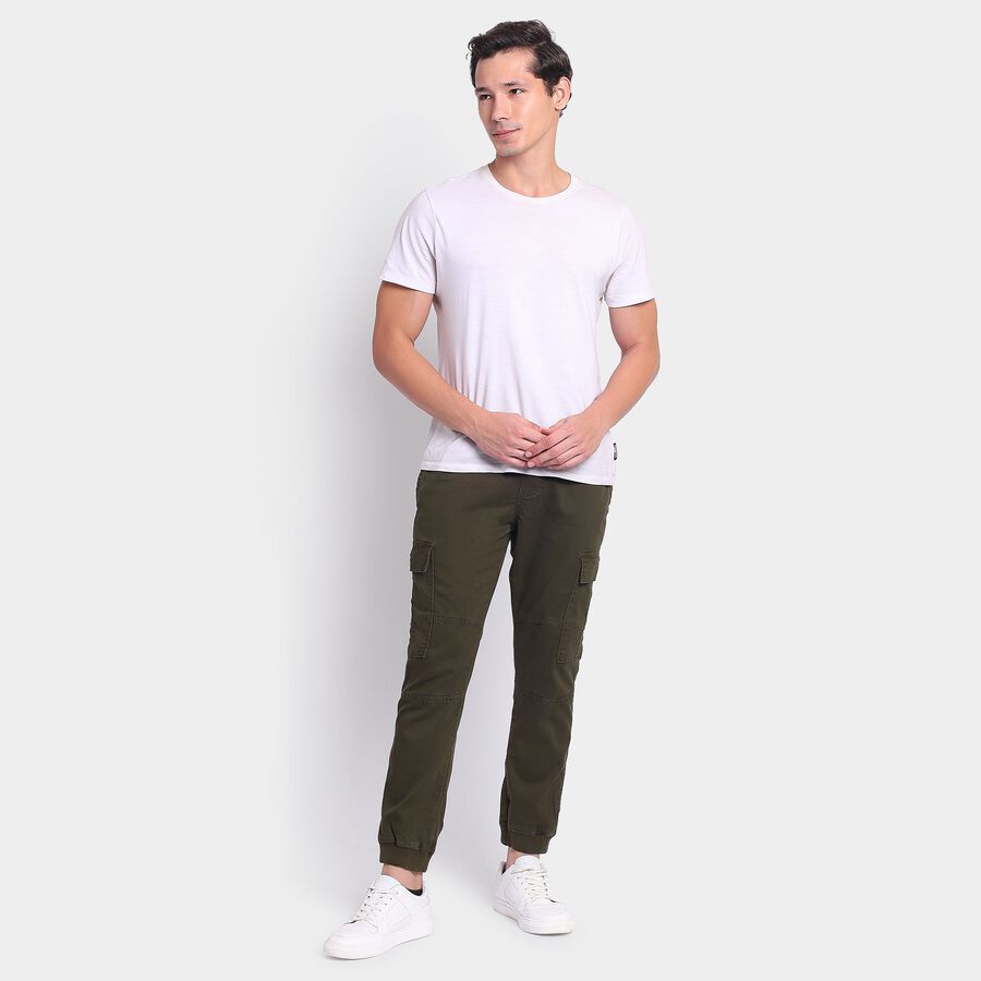 Men's Slim Fit Casual Trousers, Olive, large image number null