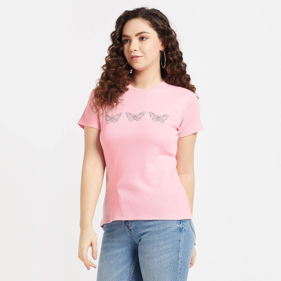 Round Neck T-Shirt, Light Pink, large image number null