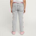 Girls' Washed Grey Slim Fit Embroidered Jeans, हल्का ग्रे, small image number null
