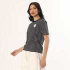 Women's Jet Black Cotton Round Neck Casual T-Shirt, Black, small