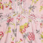 Girls' Light Pink Cotton V-Neck Three fourth Sleeve Floral Top and Palazzo Fusion Set, Light Pink, small image number null