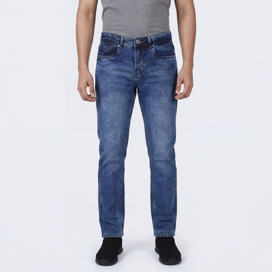 Men's Light Blue Slim Fit Stretchable Jeans, हल्का नीला, large