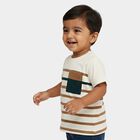 Infants Off-White Cotton Round Neck Casual T-Shirt, Off White, small