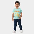 Boys Light Blue Cotton Round Neck Regular Boys T-Shirt, हल्का नीला, small