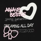 Girls Black Cotton Round Neck Casual T-Shirt, Black, small