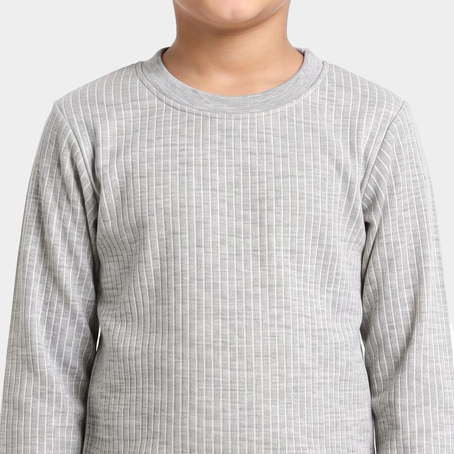 Boys Grey Long Sleeve Thermal, मिश्रित हल्का ग्रे, large