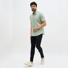 Men's Light Sage Green Cotton Half Sleeve Classic Casual Shirt, Light Green, small image number null