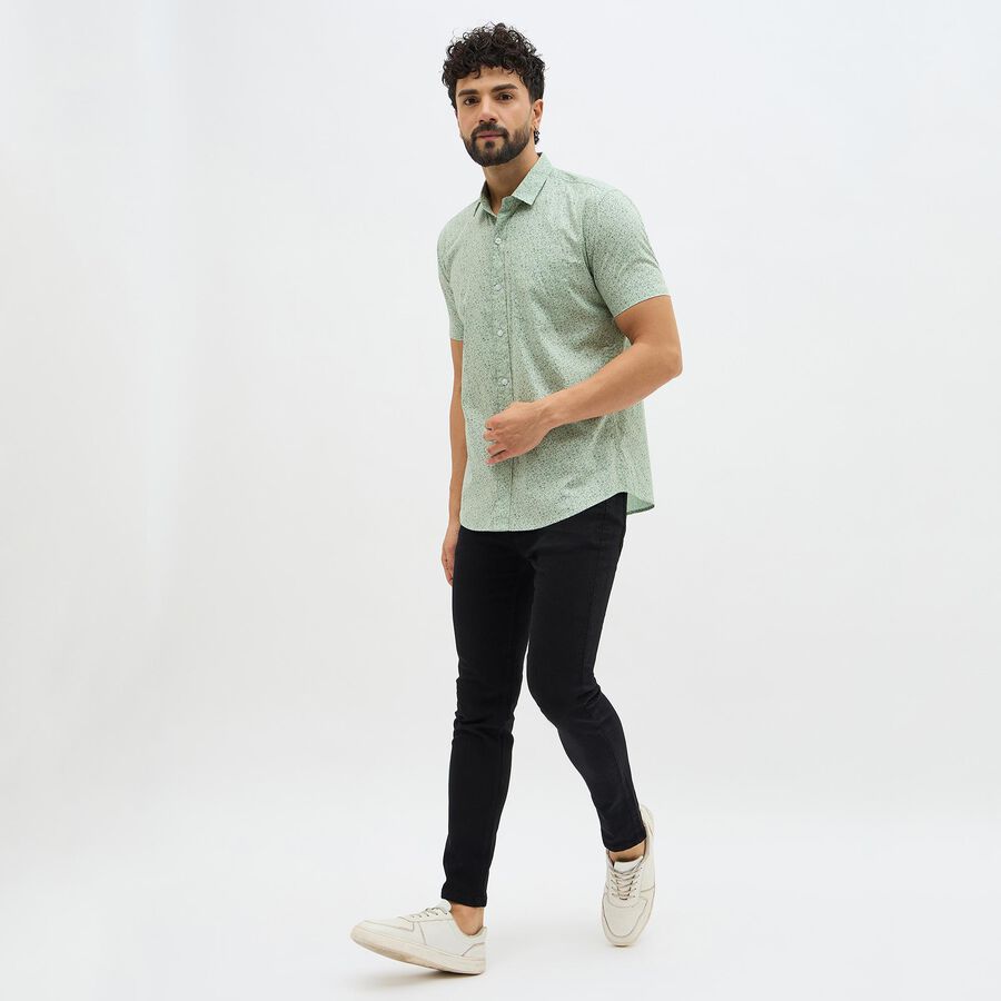 Men's Light Sage Green Cotton Half Sleeve Classic Casual Shirt, Light Green, large image number null