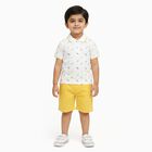 Infants' Yellow Cotton Polo Neck Printed Baba Suit, Yellow, small image number null