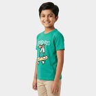Boys Green Crew Neck Regular Boys T-Shirt, Dark Green, small