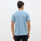 Men's Light Powder Blue Polo Neck Casual T-Shirt, Mid Blue, small image number null