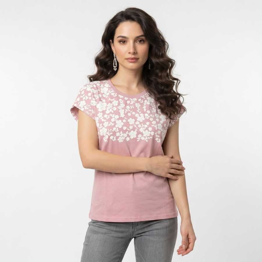 Women's Lilac Round Neck Regular T-Shirt, Lilac, large