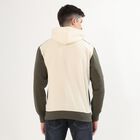 Men's Olive Green and White Hooded Neck Casual Sweatshirt, सफ़ेद, small image number null