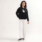 Women's Jet Black Crew Neck Casual Sweatshirt, Black, small image number null