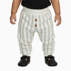 Infants White Striped Cotton Elastic Waist Pyjama, ऑफ व्हाइट, small image number null