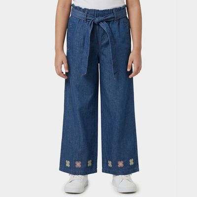 Girls' Mid Blue Regular Fit Jeans