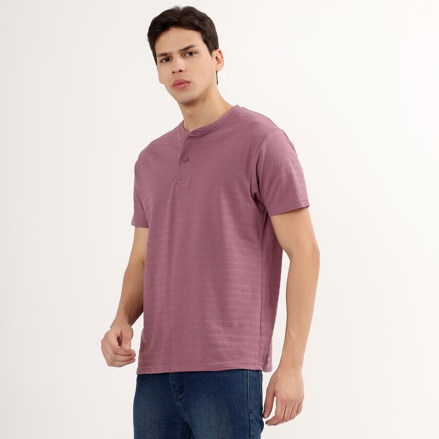 Men's Henley Half Sleeves T-Shirt , गुलाबी, large image number null