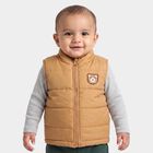 Infants Beige Sleeveless Puffer Jacket, गहरा पीला, small