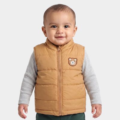 Infants Beige Sleeveless Puffer Jacket