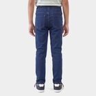 Boys Navy Blue Slim Fit Drawstring Jeans, गहरा नीला, small