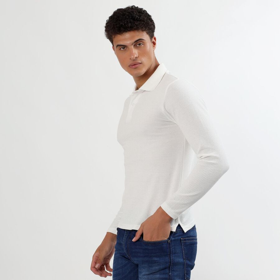 Men's White Polo Neck Classic T-Shirt, White, large image number null