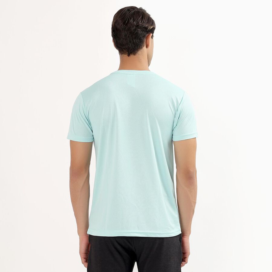 Men's Bright Aqua Crew Neck Slim Fit T-Shirt, एक्वा, large image number null