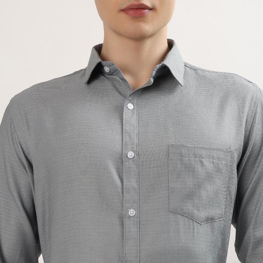 Men's Dark Grey Spread Collar Formal Shirt, Dark Grey, large