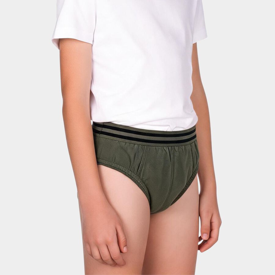 Boys Olive Green Regular Fit Briefs, ओलिव, large