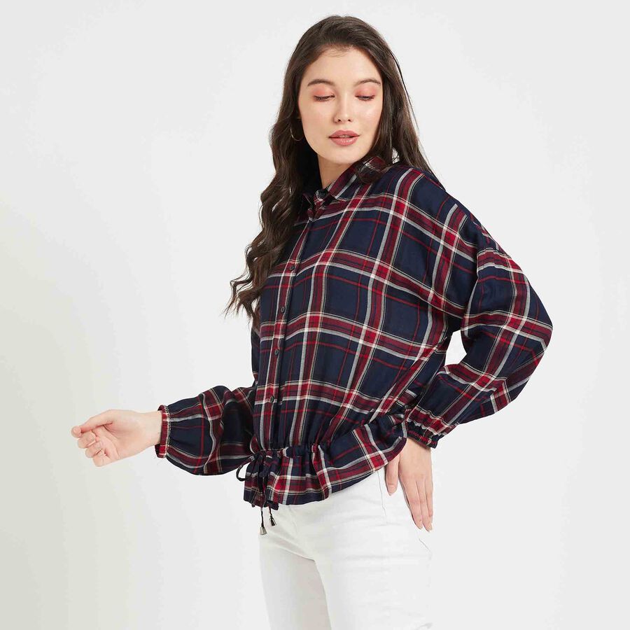 Checked Shirt, Navy Blue, large image number null