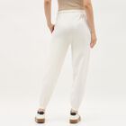 Women's Off-White Tapered Fit Elastic Waist Track Pants, ऑफ व्हाइट, small image number null