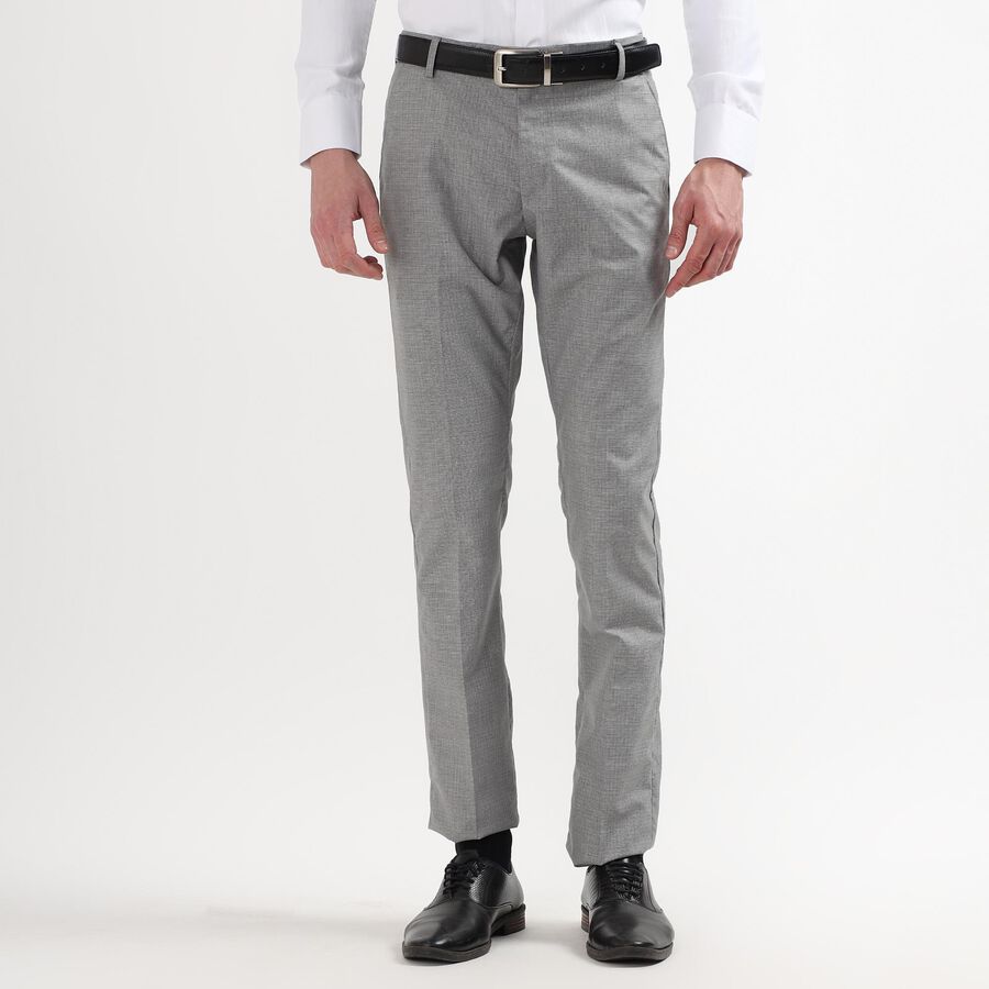 Men's Slim Fit Formal Trousers, हल्का ग्रे, large image number null