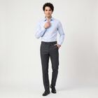 Men's Navy Blue Slim Fit Flat-Front Formal Trousers, Navy Blue, small