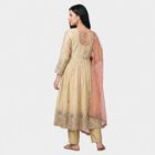 Women's Cream Keyhole Neck Embroidered Anarkali Ethnic Set, ऑफ व्हाइट, small