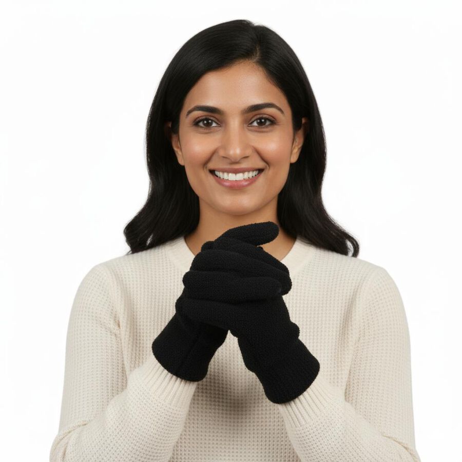 Ladies' Gloves, काला, large image number null