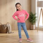 Girls' Pink Round Neck Pullover Sweatshirt, Pink, small