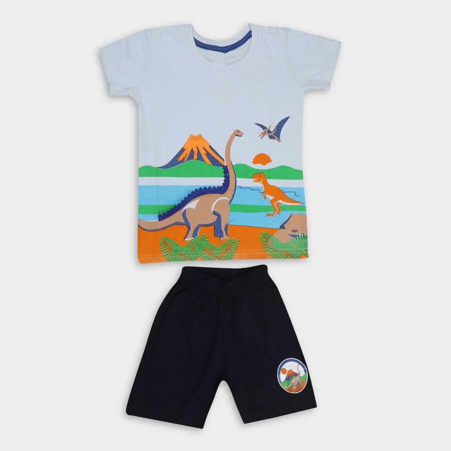 Boys' 100% Cotton Knit Baba Suit , Light Blue, large image number null