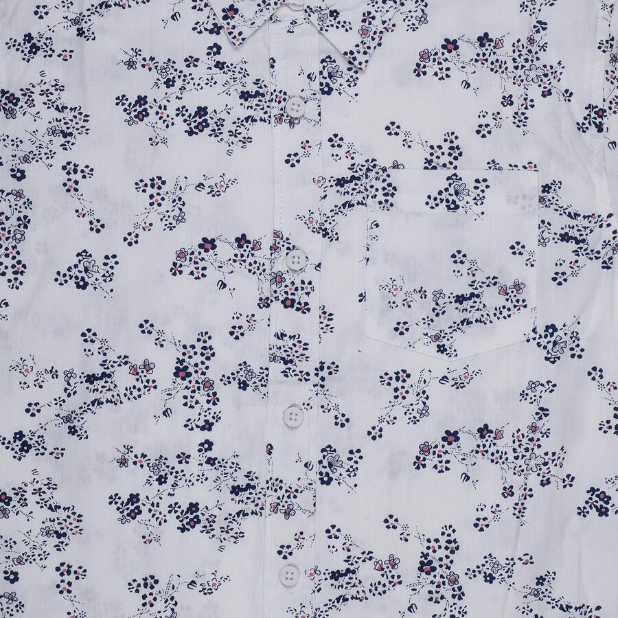 Boys White Cotton Classic Casual Shirt, White, large