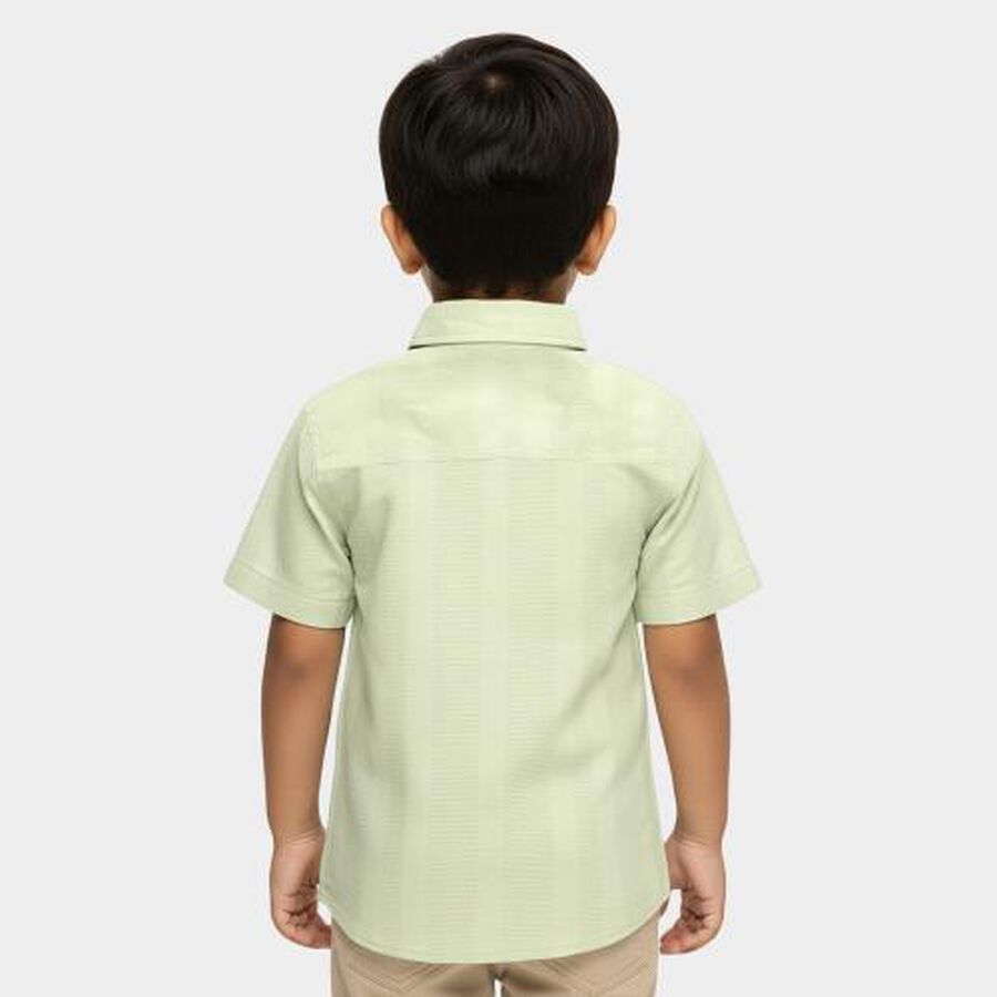 Boys Light Sage Green Cotton Half Sleeve Classic Collar Casual Shirt, Light Green, large image number null