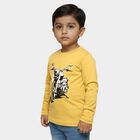 Boys Bright Mustard Yellow Cotton Blend Round Neck Casual T-Shirt, गहरा पीला, small image number null