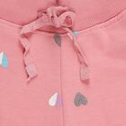 Girls' Soft Pink Heart Printed Drawstring Pyjama, Coral, small image number null