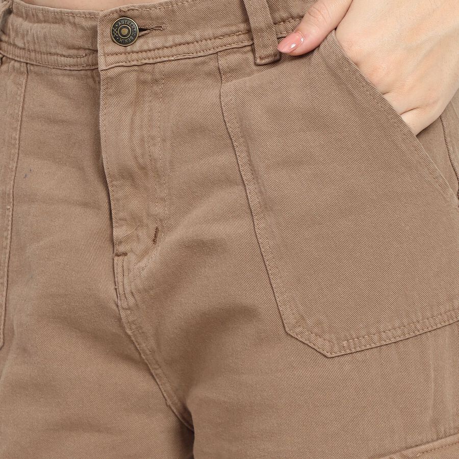 Ladies' 100% Cotton Trousers, Brown, large image number null