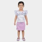 Girls' Lilac Floral Ruffle Sleeve Top and Skirt Set, Lilac, small