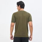 Men's Muted Olive Green Crew Neck Athleisure Drifit T-Shirt, ओलिव, small