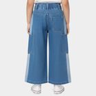 Girls' Light Blue Wide Leg Cargo Style Jeans, मध्यम नीला, small