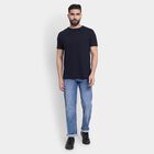 Men's Round Neck Half Sleeves T-Shirt , Navy Blue, small