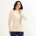 Women's Soft Beige High Neck Fitted Pullover, गहरा पीला, small image number null
