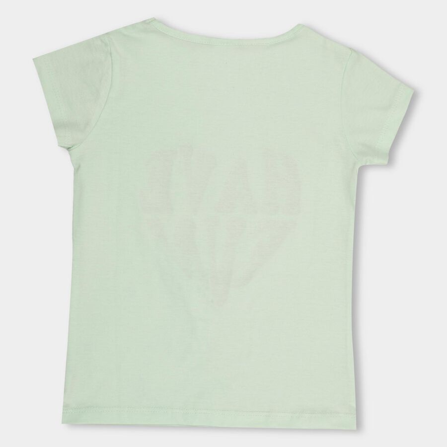 Girls' 100% Cotton T-Shirt, हल्का हरा, large image number null