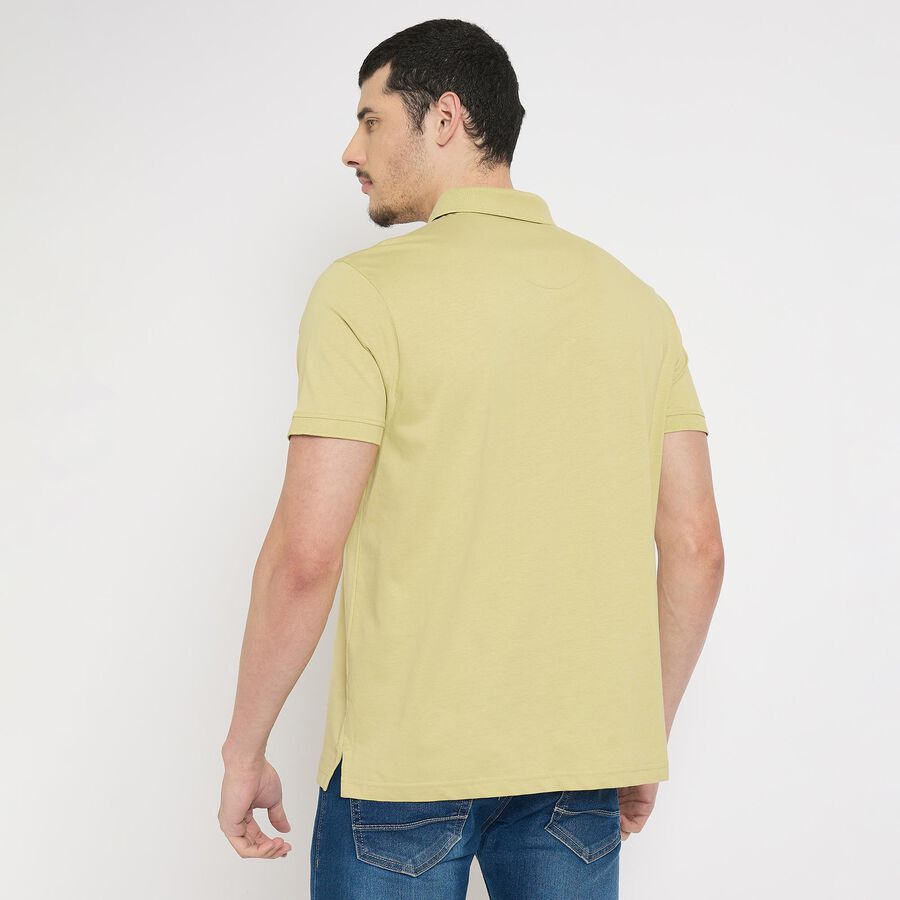 Men's 100% Cotton Collared Half Sleeves T-Shirt , Light Green, large