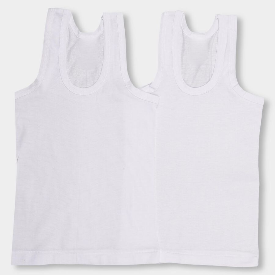 Boys' 100% Cotton Vest (Pack of 2), सफ़ेद, large image number null
