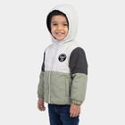 Boys' White Hooded Puffer Jacket, White, small